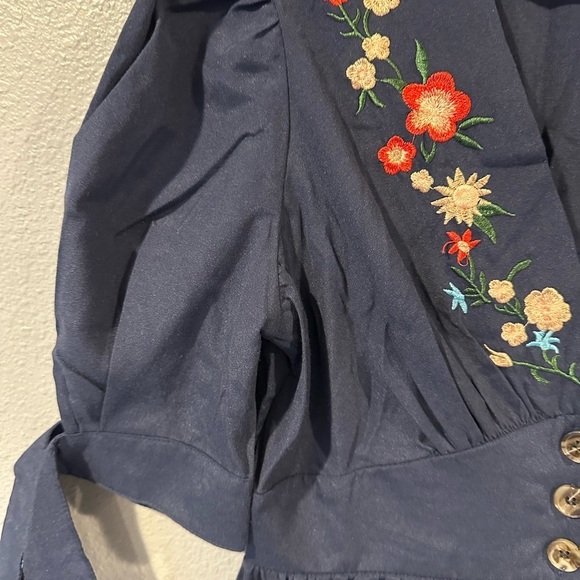 Shein navy embroidery design fall dress - Picture 2 of 6